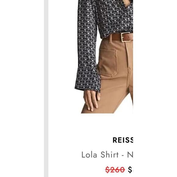 Reiss Navy/Red Lola Printed Shirt Women's US SIZE 10 NEW $260.00 #X - Picture 4 of 14